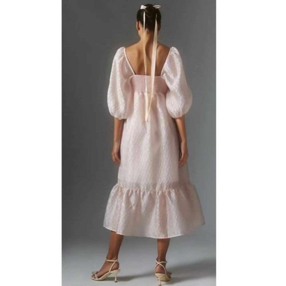 Anthropologie ~ Blush Pink Textured Puff-Sleeve Dress (NWT) - Picture 2 of 6